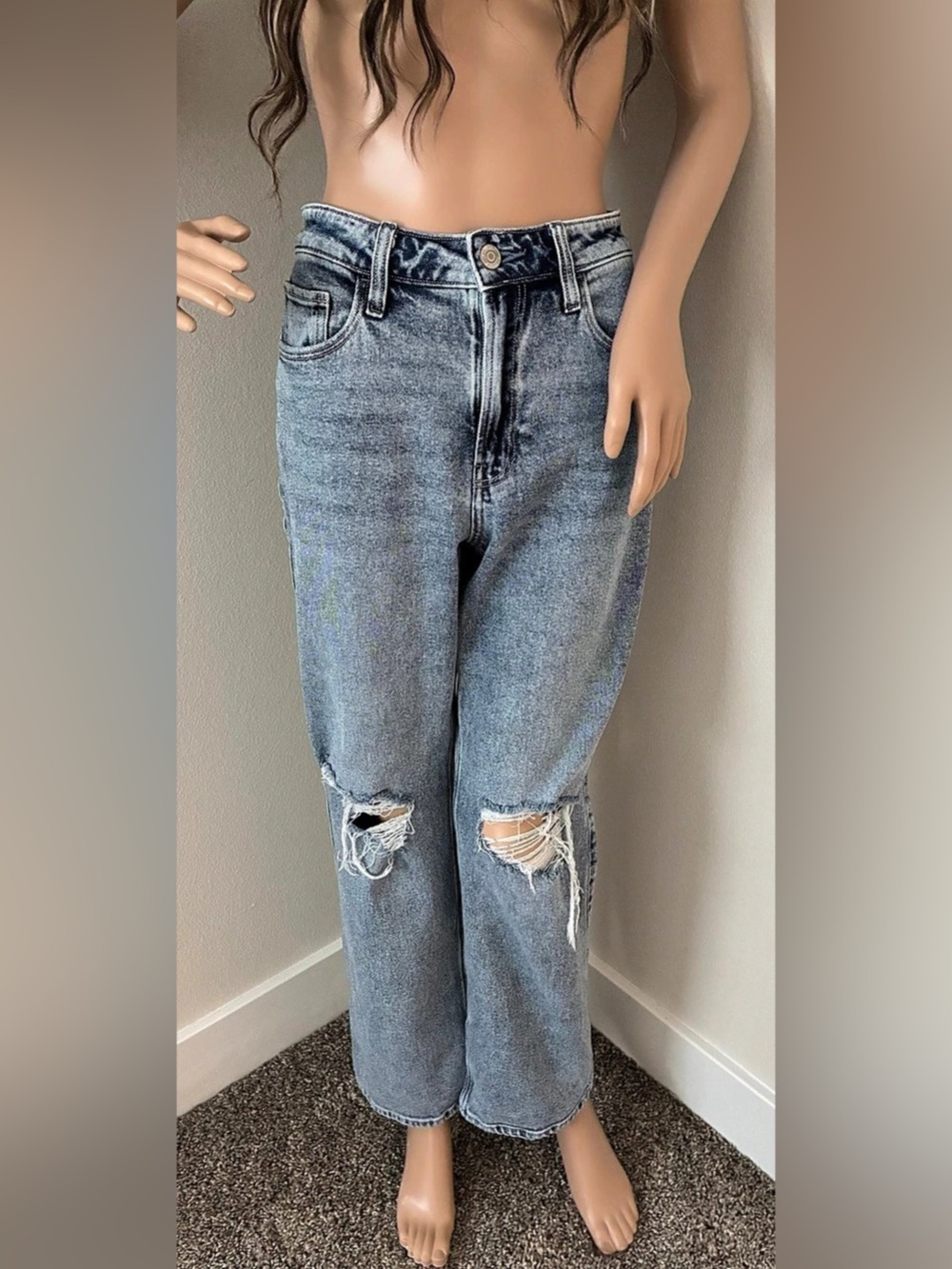 Hollister Ultra High-Rise Dad Jeans Straight Leg Blue Waist 26